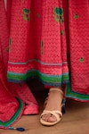 Shyam Narayan Prasad_Pink Modal Satin Floral Print Tiered Anarkali Set_at_Aza_Fashions
