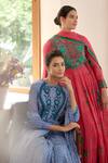 Buy_Shyam Narayan Prasad_Blue Modal Satin Printed Anarkali Set_Online_at_Aza_Fashions