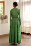 Shop_Shyam Narayan Prasad_Green Modal Satin Printed Anarkali Set_at_Aza_Fashions