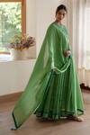 Shyam Narayan Prasad_Green Modal Satin Printed Anarkali Set_Online_at_Aza_Fashions