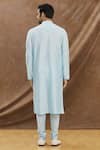 Shop_Darshika Menswear_Blue Cotton Silk Plain Pintuck Kurta Set _at_Aza_Fashions