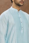 Shop_Darshika Menswear_Blue Cotton Silk Plain Pintuck Kurta Set _Online_at_Aza_Fashions