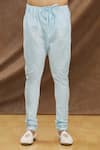 Darshika Menswear_Blue Cotton Silk Plain Pintuck Kurta Set _at_Aza_Fashions