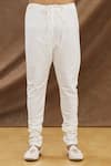 Darshika Menswear_Off White Cotton Silk Plain Pintuck Kurta Set _at_Aza_Fashions