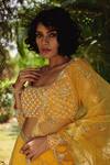 Buy_Irrau By Samir Mantri_Yellow Net, Georgette Sequins, Beads Round Hand Embroidered Lehenga Set_Online_at_Aza_Fashions