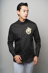 Buy_Avalipt_Black 100% Cotton Hand Painted Lion Motif Scarface Shirt_at_Aza_Fashions
