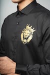 Buy_Avalipt_Black 100% Cotton Hand Painted Lion Motif Scarface Shirt_Online_at_Aza_Fashions