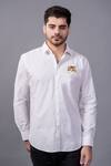 Buy_Avalipt_White 100% Cotton Hand Painted Cat Motif Kitty Shirt For Men_at_Aza_Fashions