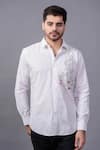 Buy Avalipt White 100% Cotton Hand Painted Kyaari Motif Shirt at Aza Fashions Buy_Avalipt_White 100% Cotton Hand Painted Kyaari Motif Shirt_at_Aza_Fashions