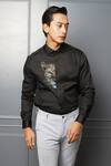 Buy_Avalipt_Black 100% Cotton Hand Painted Cubic Cheetah Shirt_at_Aza_Fashions