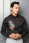 Buy_Avalipt_Black 100% Cotton Hand Painted Butterfly Motif Morph Shirt_at_Aza_Fashions