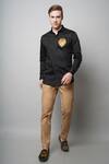 Shop_Avalipt_Black 100% Cotton Hand Painted Leo Motif Shirt_at_Aza_Fashions
