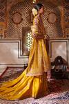 Itrh_Yellow Silk Chanderi Kurta Sharara Set_Online_at_Aza_Fashions