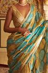 Itrh_Green Lampi Honeycomb Saree With Blouse_at_Aza_Fashions