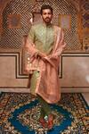Buy_Itrh_Green Linen Gota Embroidered Sherwani Set_Online_at_Aza_Fashions