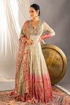 Buy_Soniya G_White Silk Blend And Embellishment Foil Ombre Anarkali With Dupatta For Kids_at_Aza_Fashions