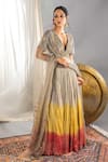 Shop_Soniya G_Grey Silk Blend And Embellishment Foil V Neck Ombre Lehenga Set _Online_at_Aza_Fashions