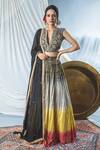 Buy_Soniya G_Black Chanderi And Embellishment Foil Notched Lehenga Set _at_Aza_Fashions