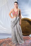 Buy_Soniya G_Grey Georgette And Embellishment Paisley & Lehenga Saree With Blouse_at_Aza_Fashions