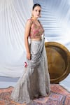 Soniya G_Grey Georgette And Embellishment Paisley & Lehenga Saree With Blouse_Online_at_Aza_Fashions