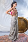 Buy_Soniya G_Grey Georgette And Embellishment Paisley & Lehenga Saree With Blouse_Online_at_Aza_Fashions