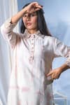 Shop_Soniya G_White Georgette Tie And Dye & Embellishment Beads Spread Collar Kurta & Pant Set _Online_at_Aza_Fashions