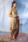 Soniya G_Beige Silk Blend Embellishment Sequin And Mirror Round Kurta Harem Pant Set _Online_at_Aza_Fashions