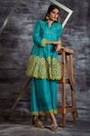 Buy_Sunita Nagi_Blue Georgette, Dupion Silk Mirror Work, Badla Embroidered Anarkali Palazzo Set _Online_at_Aza_Fashions