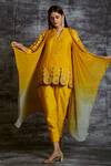 Buy_Sunita Nagi_Yellow Dupion Silk, Spun Silk, Shaded Georgette Floral Embroidered And Pant Set _at_Aza_Fashions