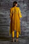 Shop_Sunita Nagi_Yellow Dupion Silk, Spun Silk, Shaded Georgette Floral Embroidered And Pant Set _at_Aza_Fashions
