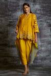 Buy_Sunita Nagi_Yellow Dupion Silk, Spun Silk, Shaded Georgette Floral Embroidered And Pant Set _Online_at_Aza_Fashions