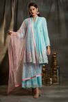 Buy_Sunita Nagi_Blue Net, Dupion Silk Mirror , Thread Embroidered Anarkali Palazzo Set _at_Aza_Fashions