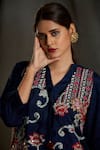 Sunita Nagi_Blue Dupion Silk Embroidery Floral Jacket Open And Culottes Set _at_Aza_Fashions