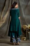 Shop_Sunita Nagi_Green Dupion Silk Floral V Neck Embroidered Kurta And Palazzo Set _at_Aza_Fashions