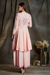 Shop_Sunita Nagi_Pink Georgette, Dupion Silk Mirror Work, Thread Embroidered Anarkali Palazzo Set _at_Aza_Fashions