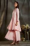 Shop_Sunita Nagi_Pink Georgette, Dupion Silk Mirror Work, Thread Embroidered Anarkali Palazzo Set _Online_at_Aza_Fashions