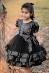 Toplove_Black Net Sequins Embellished Frill Dress _Online_at_Aza_Fashions