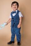 Buy_Toplove_Blue Corduroy Waistcoat And Pant Set_at_Aza_Fashions