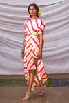 Buy_Pink City_Yellow Silk Leheriya Maxi Dress_at_Aza_Fashions