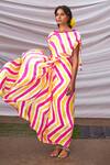 Shop_Pink City_Yellow Silk Leheriya Maxi Dress_at_Aza_Fashions