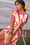 Buy_Pink City_Yellow Silk Leheriya Maxi Dress_Online_at_Aza_Fashions