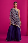 Buy_Pink City By Sarika_Purple Silk, Georgette Floral, Bandhani, Zari Printed Kurta And Sharara Set _Online_at_Aza_Fashions