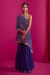 Pink City By Sarika_Purple Silk, Georgette Floral, Bandhani, Zari Printed Kurta And Sharara Set _Online_at_Aza_Fashions