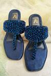 Shop House Of Vian Blue Kyra Bead Embroidered T-strap Flats at Aza Fashions Shop_House Of Vian_Blue Kyra Bead Embroidered T-strap Flats _at_Aza_Fashions