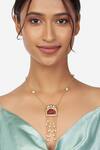 Ahaanya_Gold Plated Kundan Polki Onyx Embellished Pendant Necklace_Online_at_Aza_Fashions