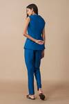Shop_Ampm_Blue Oma Chanderi Jacket And Pant Set_at_Aza_Fashions