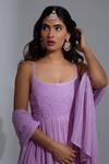 Shop_LABEL AISHWARYRIKA_Purple Georgette Mukaish And Floral Motifs Eclipse Chikankari Embroidered Anarkali _at_Aza_Fashions