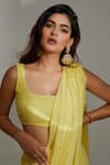 Buy_LABEL AISHWARYRIKA_Yellow Georgette Embroidered Dahlia Lehenga Saree And Blouse Set _Online_at_Aza_Fashions
