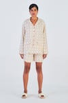 Buy_Little Things Studio_Off White Kala Cotton Printed Floral Leaf Hunar Shirt And Shorts Set _at_Aza_Fashions