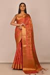 Buy_Nazaakat by Samara Singh_Pink Banarasi Silk Woven Checkered Saree_at_Aza_Fashions
